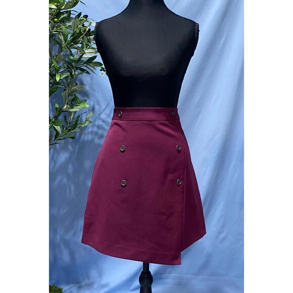 J. Crew Dresses & Skirts - J. Crew Tailored  Maroon Mini Skirt Buttons 6 Excellent Stretch Asymmetrical
